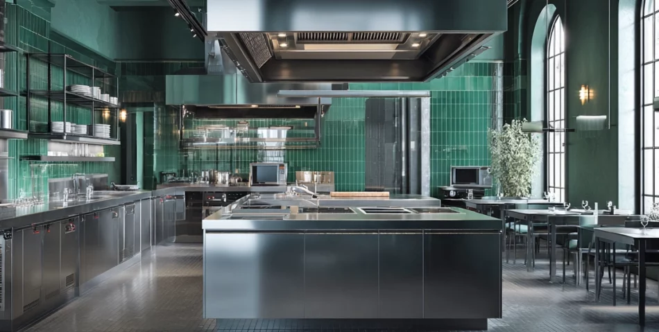 Detalle de la isla central de la cocina